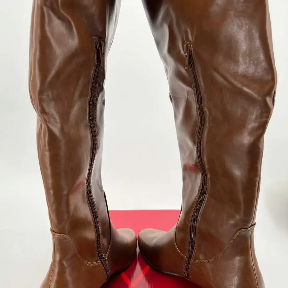 AEROSOLES Brown Wedge Over the Knee Boots | Size 9.5